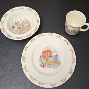 Vtg Royal Doulton Bunnykins 3 pc. English Fine Bone China – Plate, Bowl, Cup